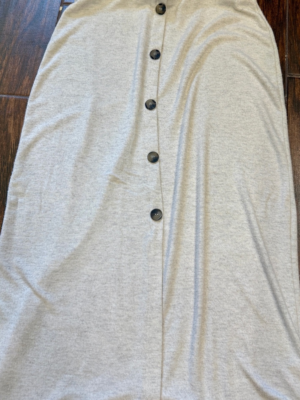 Love & Piece Heathered Oatmeal Button Front Midi Skirt Large Stretch
